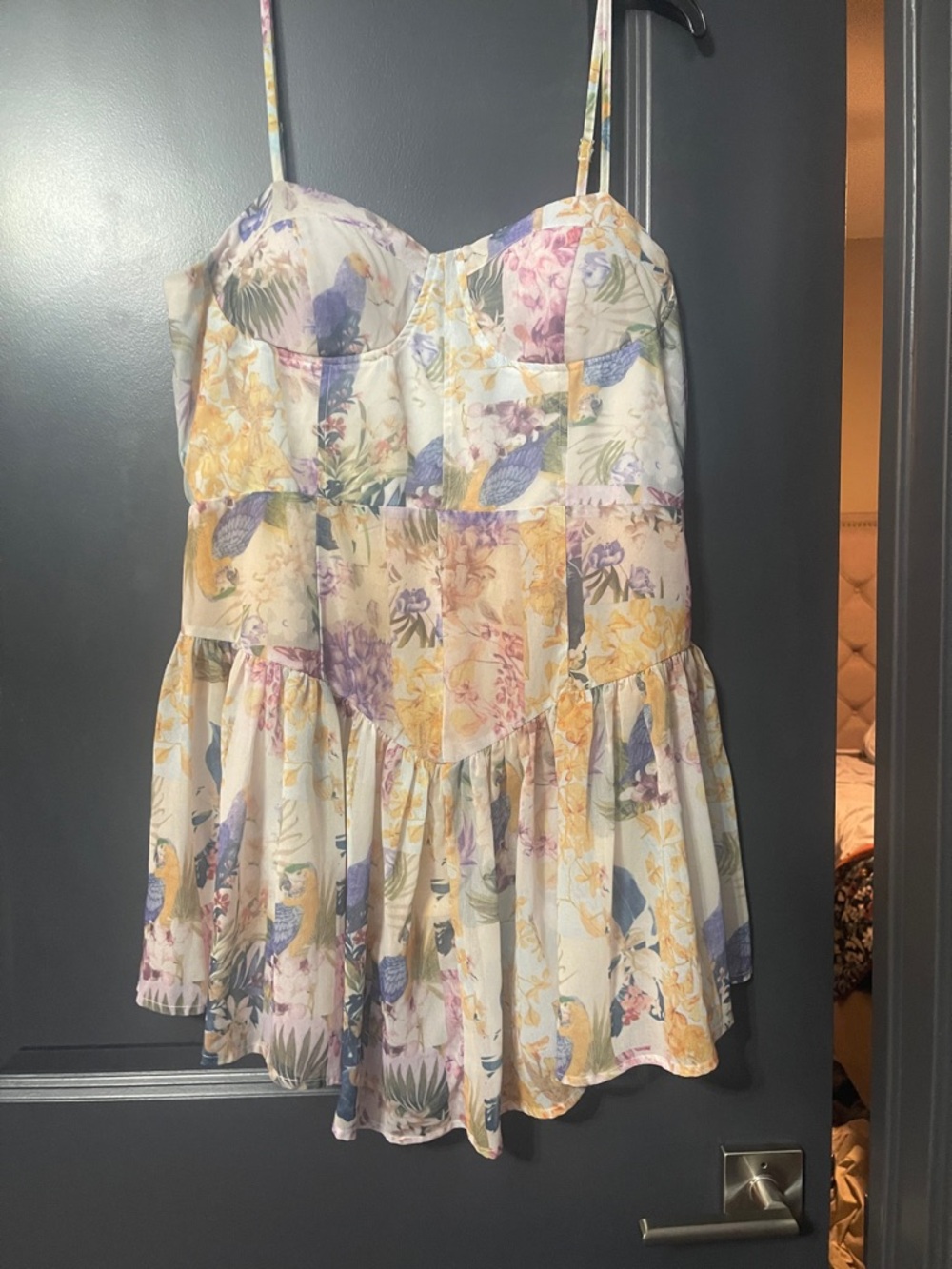 Cider Floral Mini Dress in White, Yellow & Purple